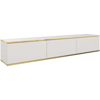 Hängendes TV Schrank - Modernes Design mit Push-to-Open-Funktion. Farbe: Weiss, D: L: 175 cm, H: 30 cm, T: 32 cm. TV Lowboard, TV Board, TV Sideboard Hängend, Wandschrank hängend - Weiß