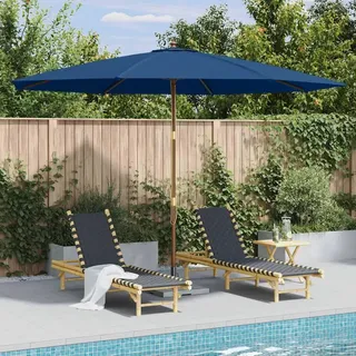 vidaXL Sonnenschirm mit Holzmast 350 cm Blau - Blau
