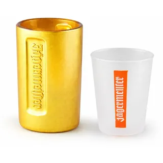 Jägermeister Original Shot-Glas 2 cl Schnaps-Glas goldene vergoldete Shot-Gläser Cup Cup's Kunststoff-Probierbecher