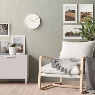 Wanduhr geräuschlos 30 cm Holzzeiger Modern Vintage Weiß MDF