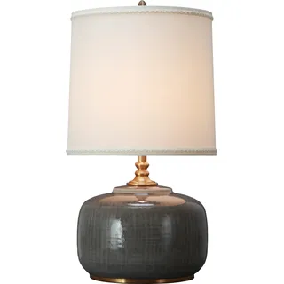 Fine Asianliving Chinesische Tischlampe Porzellan mit Lampenschirm E27 Orientalische Tischleuchte Keramik Nachttischlampen Schlafzimmer Wohnzimmer - Grau