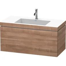 Duravit L-Cube Möbelwaschtisch c-bonded mit Unterbau wandhängend, 100x48 cm, 1 Auszug, ohne Überlauf, 1 Hahnloch, Farbe: Tessiner Kirschbaum