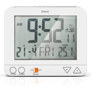Hama Funk-Wecker Digital RC550 Funkuhr Nachlicht Digitalwecker Temperatur- Alarm (26,99) - Weiß