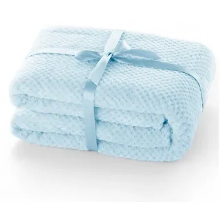 DecoKing Kuscheldecke 70x150 cm hellblau Decke Microfaser Wohndecke Tagesdecke Fleece weich sanft kuschelig skandinavischer Stil hellblau Henry