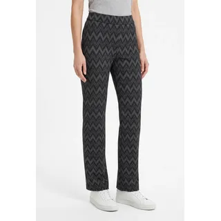 Bootcuthose MAC "CHIARA", Damen, Gr. 42, Länge 32, grau (light ash grau zig zag), Flanell, Obermaterial: 70% Polyester, 25% Viskose, 5% Elasthan, bootcut fit lang, Hosen Bootcuthose, Bootcut-Form in figurbetonter Form