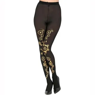 w widmann milano party fashion Steampunk Strumpfhose 50 DEN Schwarz/Gold 50