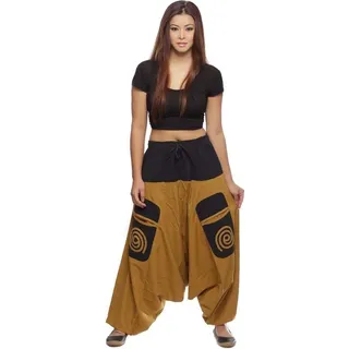 Haremshose Pumphose Aladinhose Pluderhose Yoga Goa Sarouel Baggy Aladin Freizeithose Simandra Damen, braun L/XL - Braun