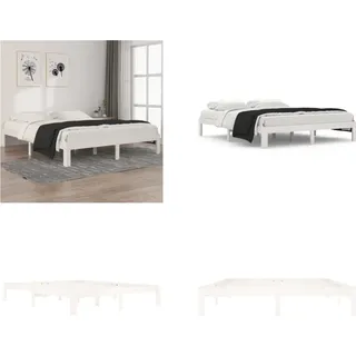 vidaXL Massivholzbett Weiß Kiefer 160x200 cm - Bettrahmen - Bettgestell - Bett - Holzbettrahmen - Weiß