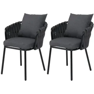 Mendler HWC-P89 Gartensessel 56 x 71 x 71 cm grau/schwarz 2 St.