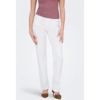 Straight-Jeans ONLY "ONLBLUSH MID STRAIGHT DNM DOT NOOS", Damen, Gr. XL, Länge 34, weiß, Denim/Jeans, Obermaterial: 92% Baumwolle, 6% Elastomultiester, 2% Elasthan, unifarben, regular fit lang, Jeans Straight-Jeans, 5-Pocket Style