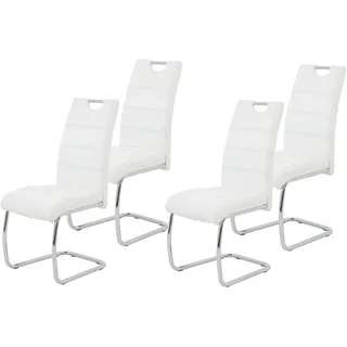 Hela Flora, Set 4 St., Kunstleder weiß Griffmulde, Metallgestell verchromt, 42x57x98 cm