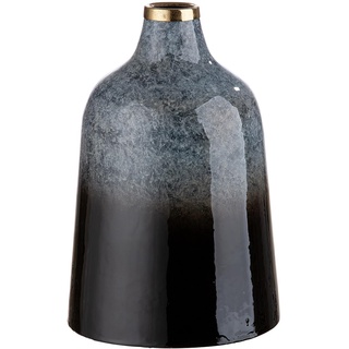 Gilde Deko Vase konische Blumenvase aus Metall - Deko Wohnzimmer Geschenk für Frauen - Farben: Grau Schwarz Höhe 25 cm