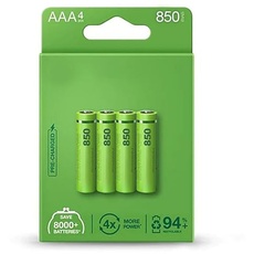 Wiederaufladbare Batterie AAA 850 mAh ab Werk vorgeladen, Blister 4 Batterien