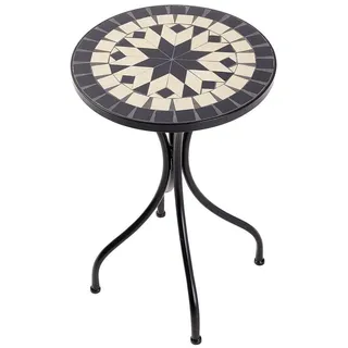Butlers Beistelltisch Palazzo , Beige , Metall, Keramik , 35x54x35 cm , Gartenmöbel, Gartentische, Garten-Beistelltische