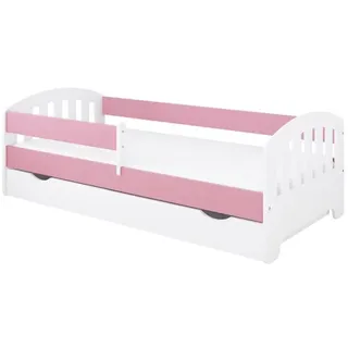 Kids Collective Kinderbett 80x160 | 80x180 | 90x200 cm mit Matratze, Schublade, Rausfallschutz & Lattenrost in pink 180 x 80 Mädchen Jungen Bett - Rosa