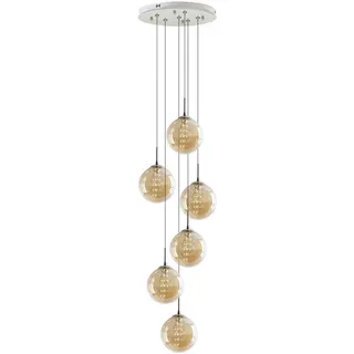 ZMH Led-Hängeleuchte Brilvind 30/30/150 cm , Bernsteinfarben , Glas , Rund , G9 , 30x150x30 cm , Lampen & Leuchten, LED Beleuchtung, LED-Hängeleuchten