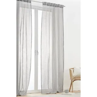 Jotex Ellen Multifunktionsgardine - hochwertige halbtransparente Leinen Gardinen für das Wohnzimmer (2er Set) - Grau, 250 cm