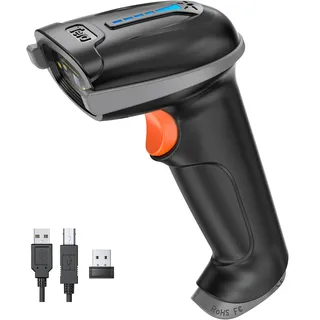 Tera Kabelloser Barcodescanner Handheld 1D Laser Wireless und USB Wired mit Akkustandsanzeige, Extra Großem Akku 2000mAh und Ergonomischem Design, Patent-Nr.: EU008489413, Upgrade-Modell 5100