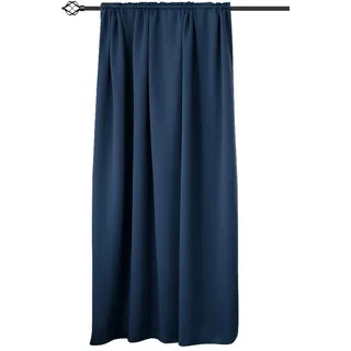 Woltu Thermovorhang, Verdunklungsvorhang für Wohnzimmer Schlafzimmer, Blickdicht, mit Kräuselband für Schiene, 250g/m2 Schwere Wärmeisolierende, 135 x 175 cm, Dunkelblau