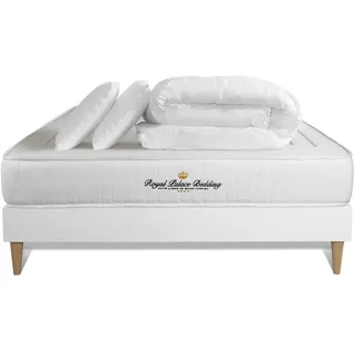 Komplettpaket Bett - Matratze 160x200 cm + Boxspringbett mit Lattenrost (im Set) + 2 Kopfkissen + Bettdecke - Lancaster