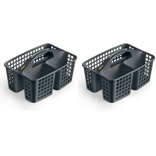 Mery - Korb für Reinigungsmittel - Organizer Produkte Reinigung unter der Spüle - Aufbewahrung von Spülbecken - 3 Fächer - Widerstandsfähiges Material - Dunkelgrau - 23,3 x 31 x 19 cm (Packung mit 2)