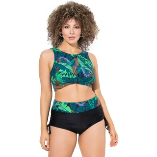 Ulla Popken Damen große Größen Übergrößen Plus Size Bikini mit Shorty, Palmen