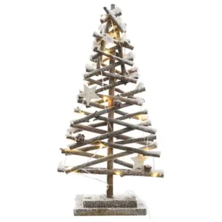 Decoris Rattan-weihnachtsbaum Mit Led Und Schnee-effekt 50 Cm Braun Braun One Size - Braun