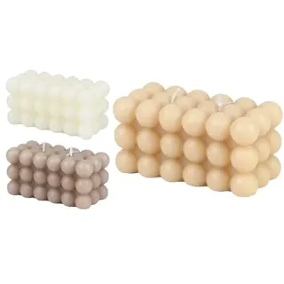 NATURAL LIVING "BUBBLE" KUGELKERZE WÜRFEL 3 FARBEN SORTIERT 12X6XH5,8CM
