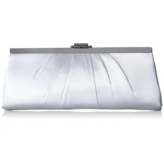 Jessica McClintock Damen Blaire Abend-Clutch mit Satinrahmen Abendhandtasche, Silber