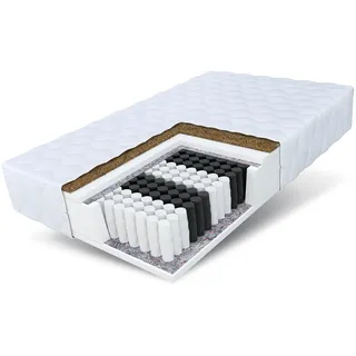 FDM Matratze 160x200 cm Härtegrad H3 H4 Höhe 24 cm Taschenfederkernmatratze Kokosfaser-Einlage Polyurethan-Schaum 7 Komfortzonen mit Hypoallergenem Waschbarem Premium-Bezug Oeko-Tex Home MAX
