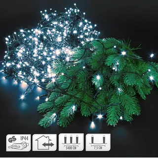 ECD Germany LED Lichterkette für Weihnachten mit 720 LEDs, 54m Kaltweiß für den Innen- und Außenbereich IP44 Weihnachtslichterkette für Weihnachtsbauml - Grün