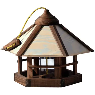 dobar® 21390 Vogelfutterhaus Camouflage Vogelfutterstation aus Holz - Vogelhaus zum Hängen - inkl. Futtersilo - Kompakte Vogelvilla - 35 x 35 x 29 cm - Braun-Beige-Grau