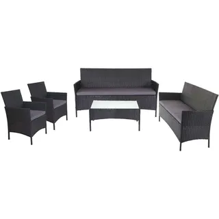 MCW 3-2-1-1 Poly-Rattan Garnitur Anthrazit , Kunststoff , Gartenmöbel, Gartengarnituren, Gartenmöbel-Sets
