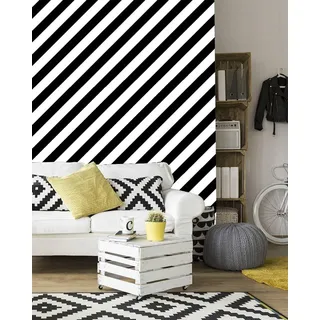 BUVU Vinyltapete 0.53x10m waschbare Schwarz-Weiß-Tapete