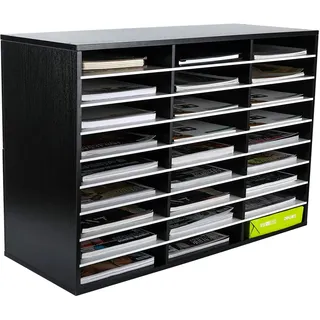 EasyPAG 27 Fächer Holz A4 Büro Schreibtisch Organizer Dokumentenhalter Aktenablage Zeitschriftenhalter Briefablage Papier Magazin Organisator,Schwarz