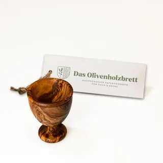 DAS OLIVENHOLZBRETT® Eierbecher aus Olivenholz/klassisch/ 8cm hoch | handgefertigt und handgedreht/ hochwertiges Olivenholz/langlebig/Holzbecher/ Eierbecher aus Holz
