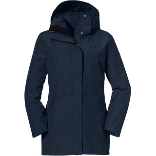 Schöffel Damen 3in1 Parka Moskau L, atmungsaktive Winterjacke mit Eco Wattierung und Taillenzug, warme Regenjacke mit ZipOut Innenjacke, navy blazer, 38