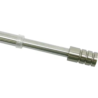 GARDINIA Vitragestange Zylinder, Ausziehbar, Metall-Stange inkl. 2 Schraubhaken, Scheibenstange, Ø 10 mm, Länge 40-65 cm, Edelstahl-Optik