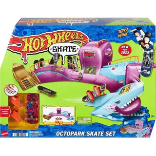 HOT WHEELS Skate Octopark Skate-Set - Grind-Rails, Quarter-Pipes, Haikopf, Exklusives Fingerboard und Skateschuhe, für Kinder ab 5 Jahren, HMK01