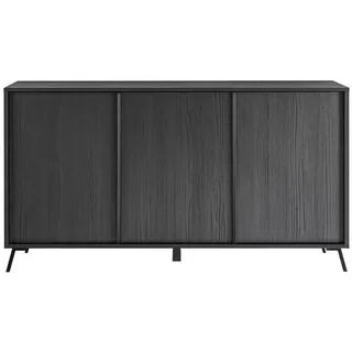 Calicosy Anrichte mit 3 Türen L156 cm - City , Schwarz , Holzwerkstoff , 40x84x156 cm , Kleinmöbel, Kommoden, Sideboards