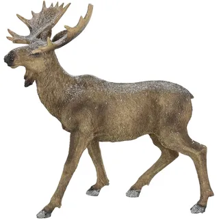 Flair Flower Elch Figur beschneit 34x35x19cm Rentier Dekofiguren Skulptur Statue Deko-Objekt Weihnachtsfigur Weihnachtsdeko Waldtier Statue Gartendeko Deko Tierfigur Rentier Hirsch Dekohirsch Hirschfigur Landhaus