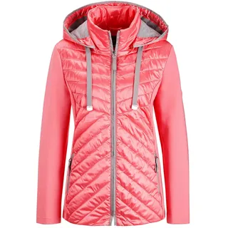Kurzjacke GOLDNER "Kurzgröße Steppjacke mit abnehmbarer Kapuze", Damen, Gr. 19, orange (pfirsich), Obermaterial: 60% Polyester PES. 40% Polyamid PA., Sonstiges, Jacken Kurzjacke, Kontrastfarbige Blenden und Details