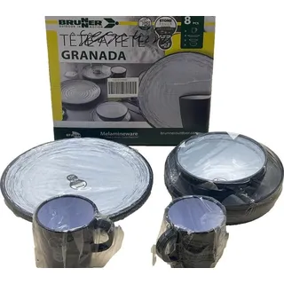 Brunner Granada 8-teiliges Melamin-Geschirrset. Rutschfest – Camping Tête-à-tête