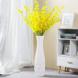 Keramik-Bodenvase, groß, 45 cm hoch, weiß, Moderne Blumenvasen für Büro, Zuhause, Bauernhaus, Wohnzimmer, Schlichtes Origami-Design, dekoratives Porzellan-Blumenarrangement, tolles Geschenk