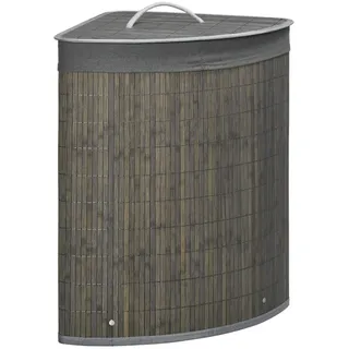 Homcom Wäschekorb mit Deckel 55L Bambus Grau 38L x 38B x 57H cm