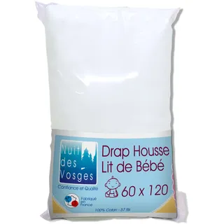 Nuit des Vosges 2167856 Cotoval Baby Spannbettlaken Uni Baumwolle Weiss 60 x 120 cm