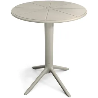 di volio Gartentisch DEGO - runder Outdoor Tisch für Balkon & Terrasse, Ø60 cm, wetterfest - beige - Beige
