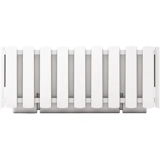 Prosperplast Boardee Fencycase Blumenkasten Balkonkasten Blumentopf Pflanzkasten Rustikales Design für Innen- und Außenbereich (380 mm Länge, Weiß)