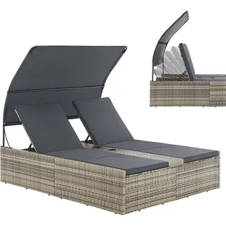 Juskys Syros Polyrattan Doppelliege Grau-meliert