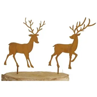 MACOSA HOME MACOSA PO590677-000-712_x2 Dekostecker Hirsche 2er Set Rost auf Schrauben Metall Dekohirsch rostig Herbst-Dekoration Blumenstecker Herbst-Deko Winter-Deko Rostdeko Winter Dekoration